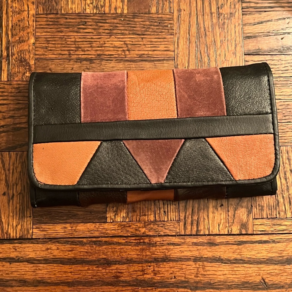 Colorblock Leather Patchwork Wallet - image 1